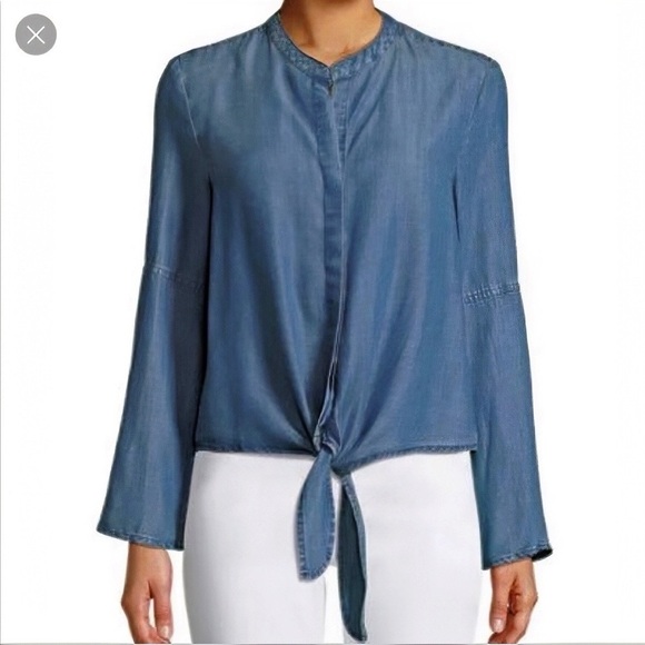 Velvet Heart Tie Front Chambray Blouse, size Small​ - Picture 1 of 14